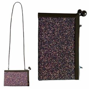 Zara Glitter Box Crossbody Clutch Purple/Blue/Silver